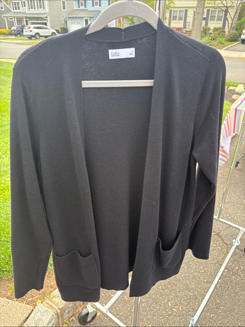 croft & barrow Black Knit Open Cardigan